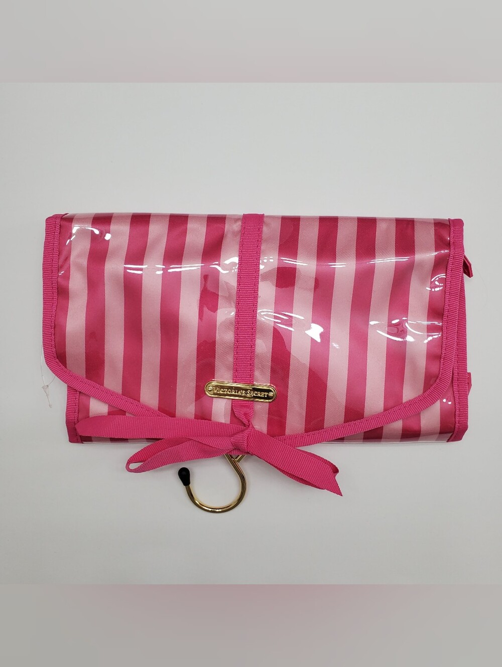 Victoria' Secret Vintage Pink Striped Hanging Travel Organizer Make Up Bag